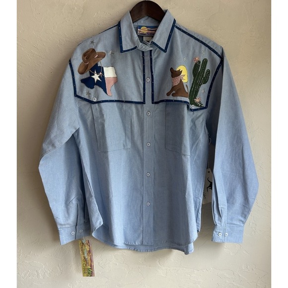 Cricket By The Creek Tops - Vintage Cricket By The Creek Hand Painted Western Button Up Top L NWT Novelty